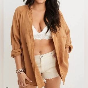 Aerie American eagle Pool to party coverup button shirt blouse XL